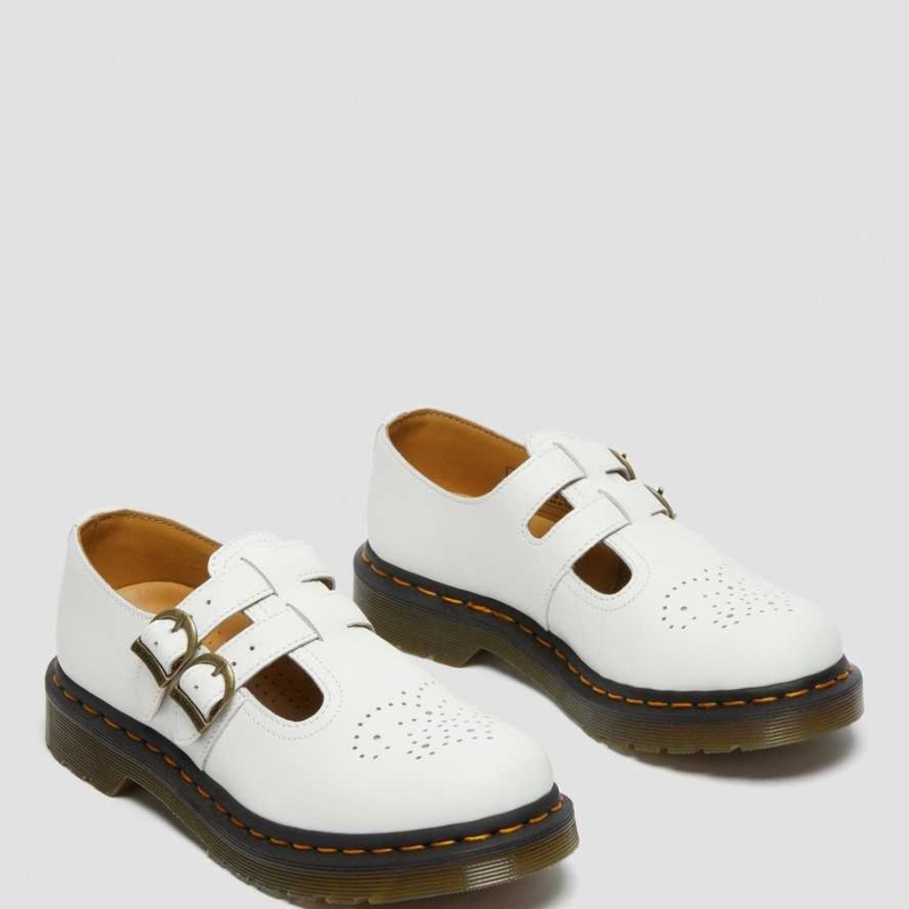 Dr. Martens White Flats with Buckle Detail
